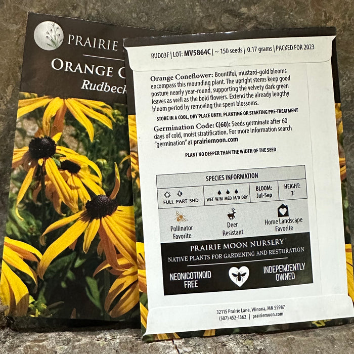 Seed Pack - Orange Coneflower [Showy Black-eyed Susan] (Rudbeckia fulgida)