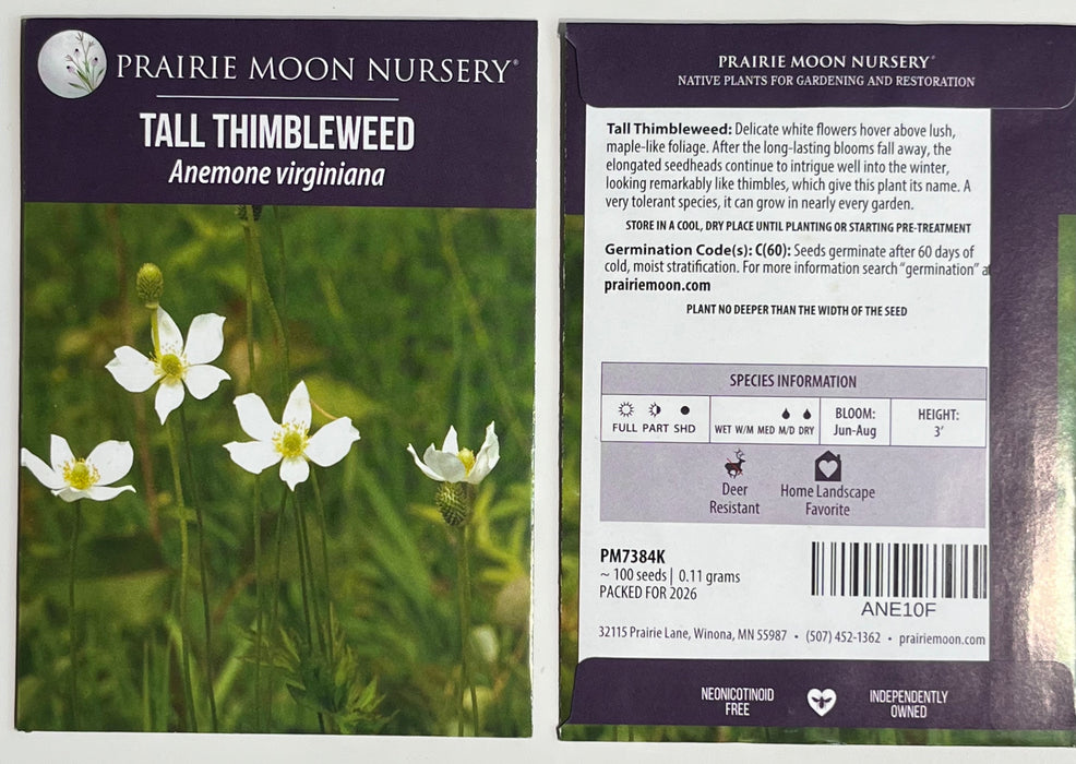 Seed Pack - Tall Thimbleweed (Anemone virginiana)