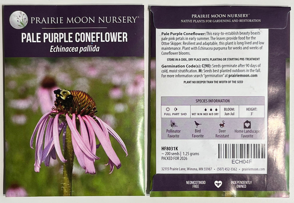 Seed Pack - Pale Purple Coneflower (Echinacea pallida)